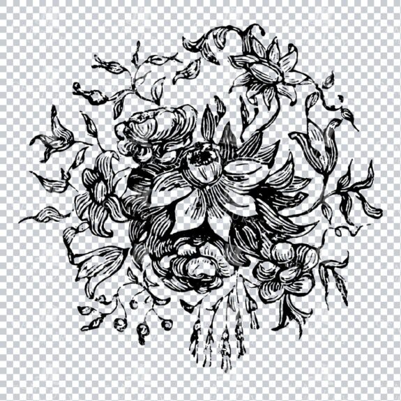 Vintage Decorative Line Art Illustration - Floral - Border - Frame - Pattern No.113