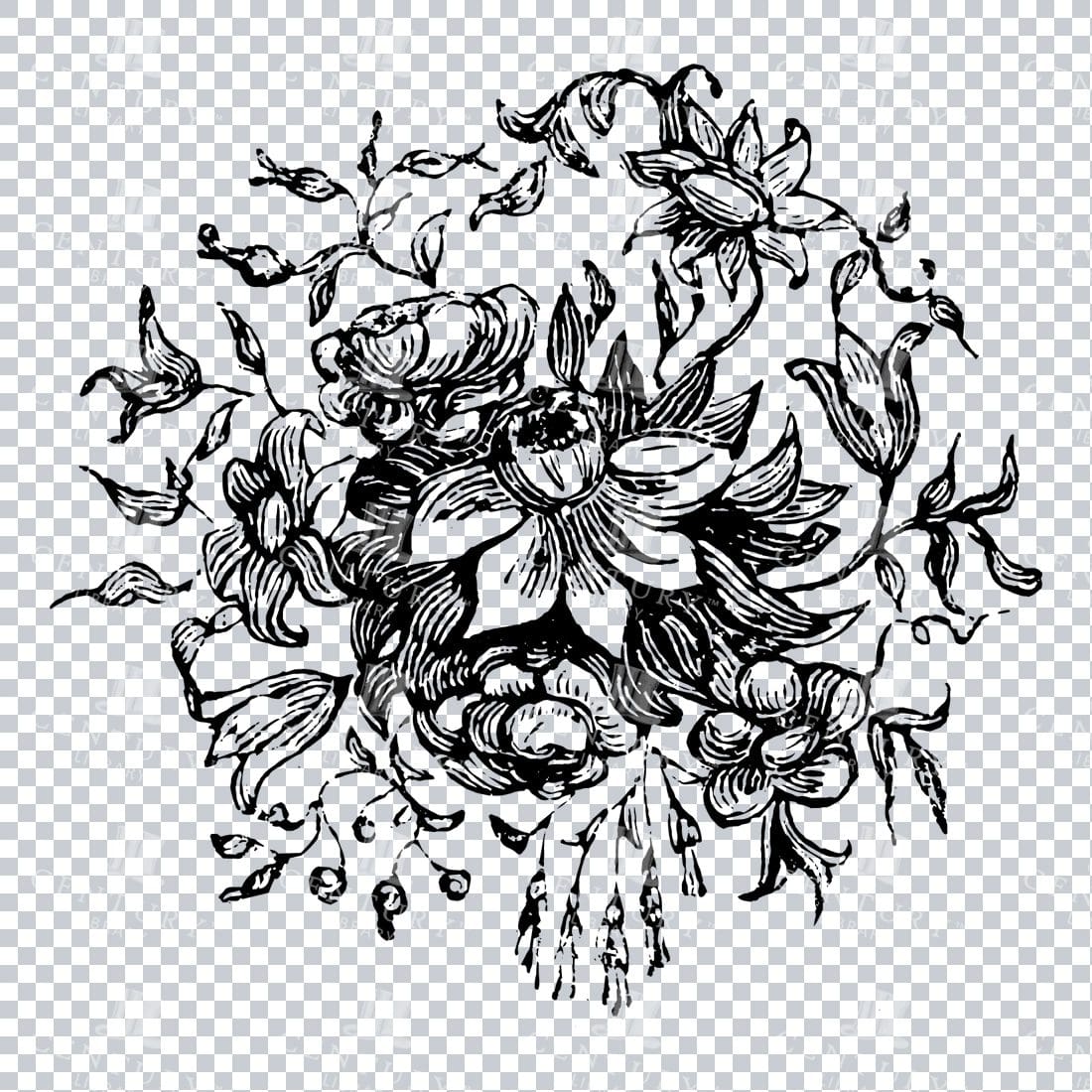 Vintage Decorative Line Art Illustration - Floral - Border - Frame - Pattern No.113