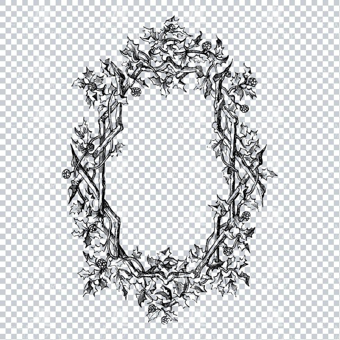 Vintage Decorative Line Art Illustration - Floral - Border - Frame - Pattern No.114