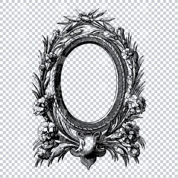Vintage Decorative Line Art Illustration - Floral - Border - Frame - Pattern No.116
