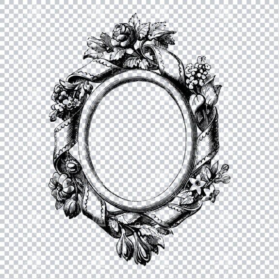 Vintage Decorative Line Art Illustration - Floral - Border - Frame - Pattern No.118