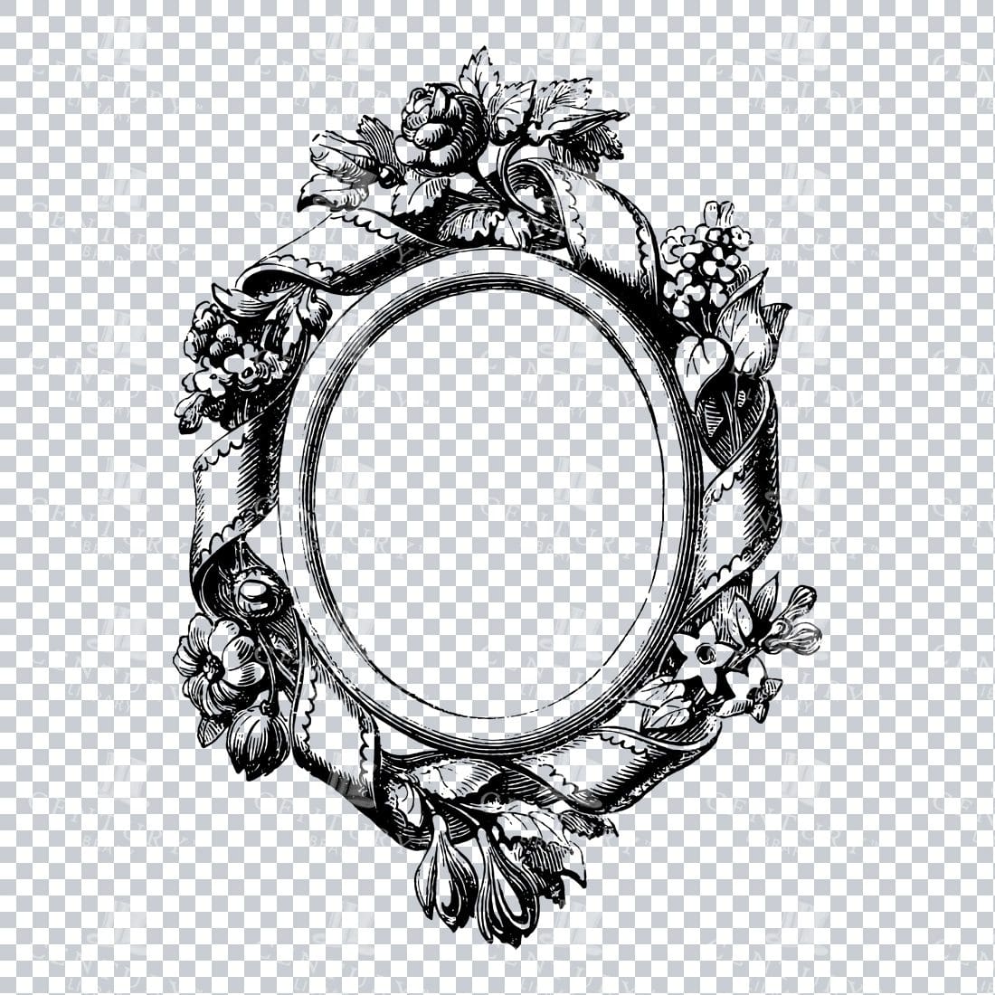 Vintage Decorative Line Art Illustration - Floral - Border - Frame - Pattern No.118