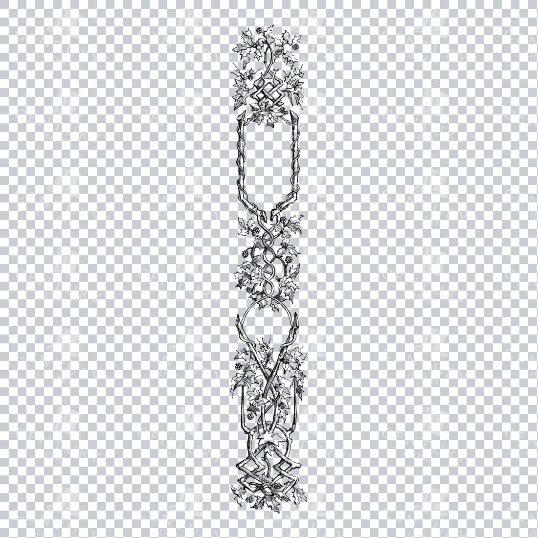 Vintage Decorative Line Art Illustration - Floral - Border - Frame - Pattern No.119
