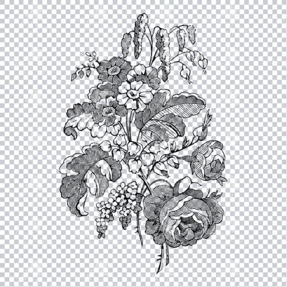 Vintage Decorative Line Art Illustration - Floral - Border - Frame - Pattern No.121