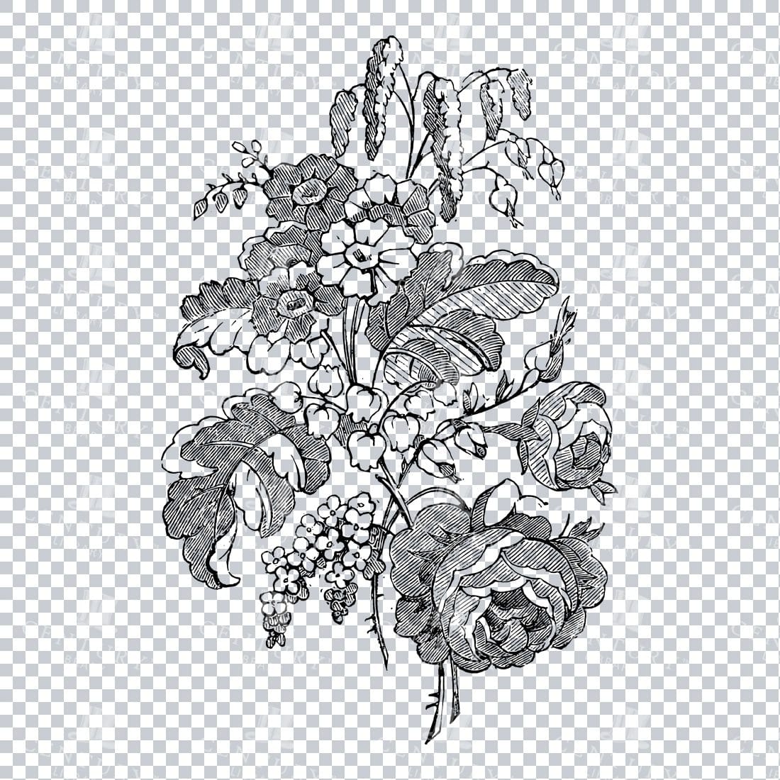 Vintage Decorative Line Art Illustration - Floral - Border - Frame - Pattern No.121