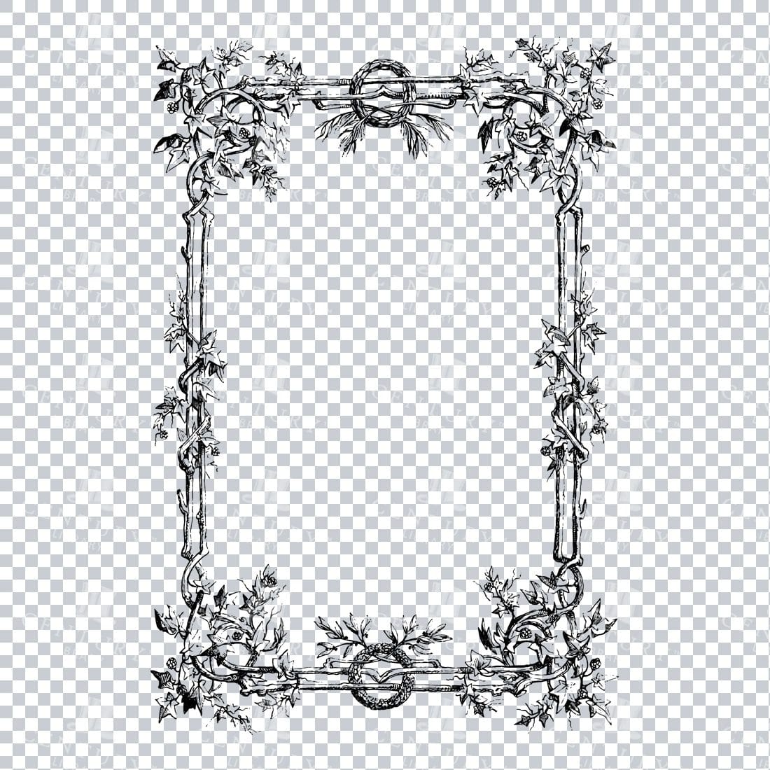 Vintage Decorative Line Art Illustration - Floral - Border - Frame - Pattern No.122