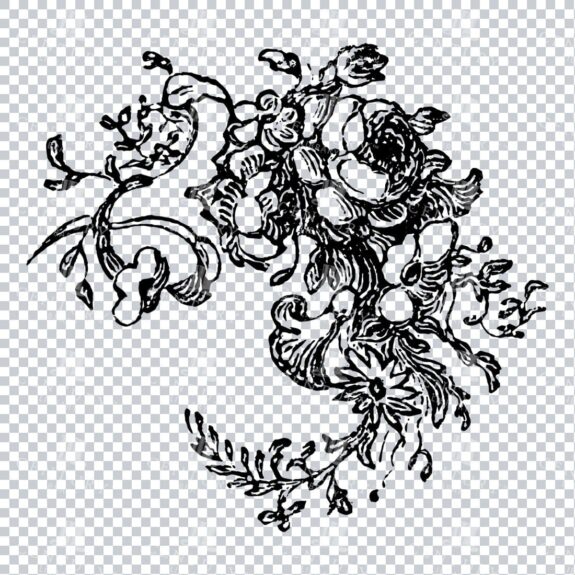 Vintage Decorative Line Art Illustration - Floral - Border - Frame - Pattern No.124