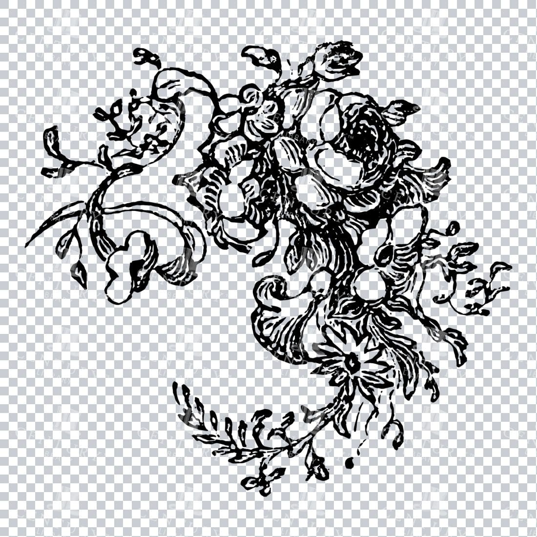 Vintage Decorative Line Art Illustration - Floral - Border - Frame - Pattern No.124