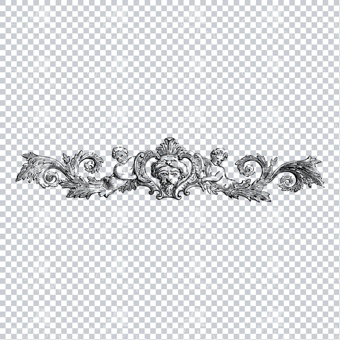 Vintage Decorative Line Art Illustration - Floral - Border - Frame - Pattern No.128