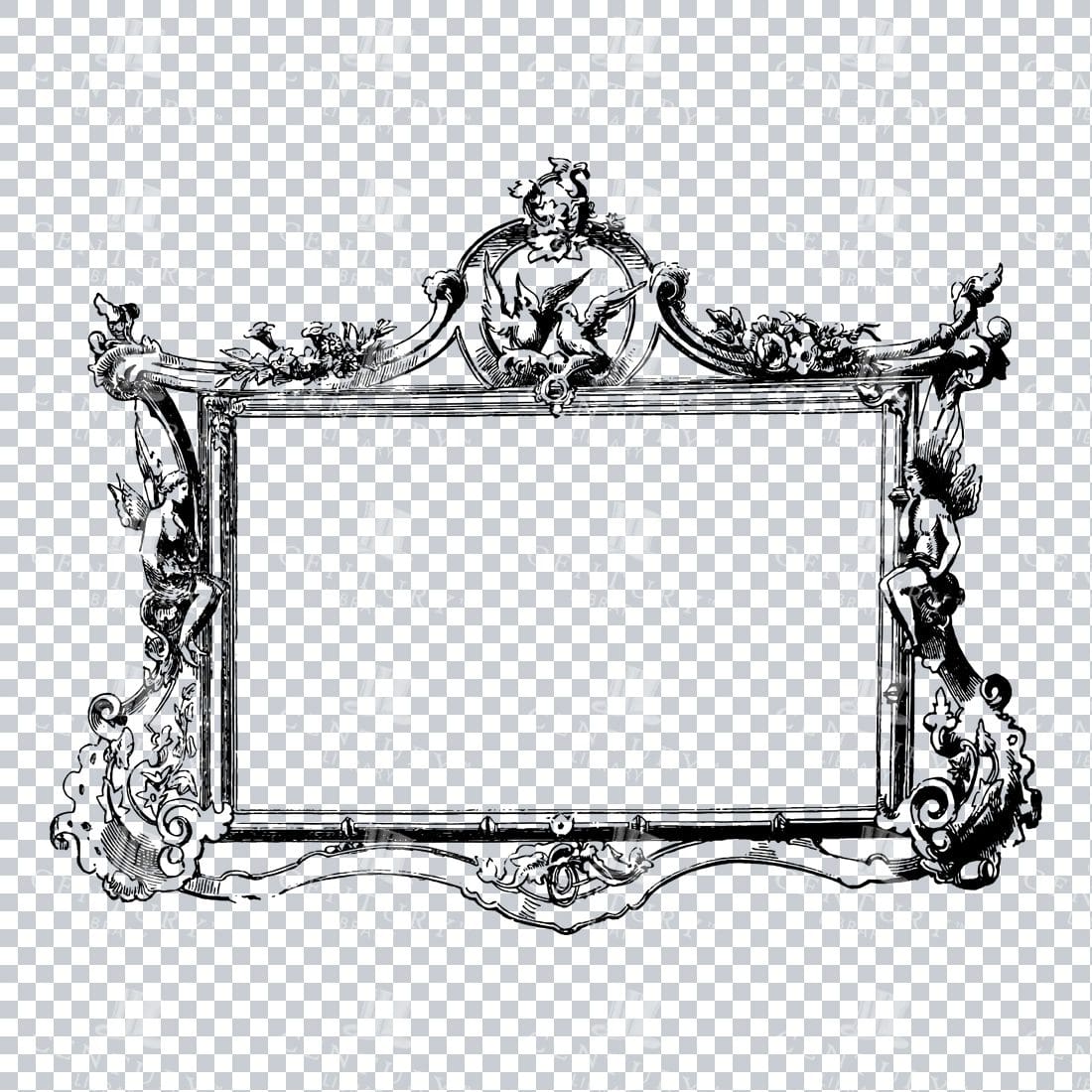 Vintage Decorative Line Art Illustration - Floral - Border - Frame - Pattern No.130