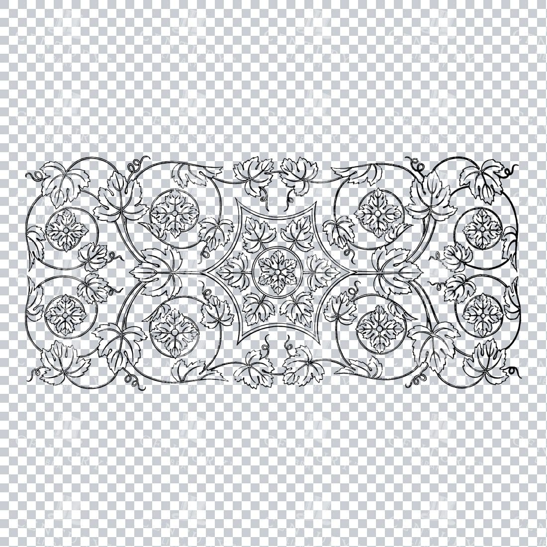 Vintage Decorative Line Art Illustration - Floral - Border - Frame - Pattern No.131