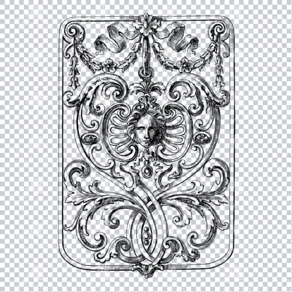 Vintage Decorative Line Art Illustration - Floral - Border - Frame - Pattern No.132