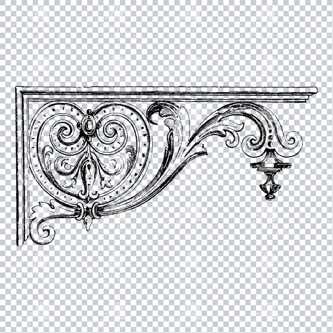 Vintage Decorative Line Art Illustration - Floral - Border - Frame - Pattern No.134