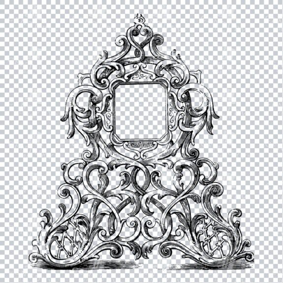 Vintage Decorative Line Art Illustration - Floral - Border - Frame - Pattern No.136