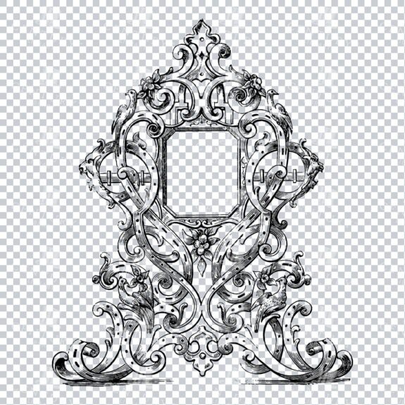 Vintage Decorative Line Art Illustration - Floral - Border - Frame - Pattern No.137