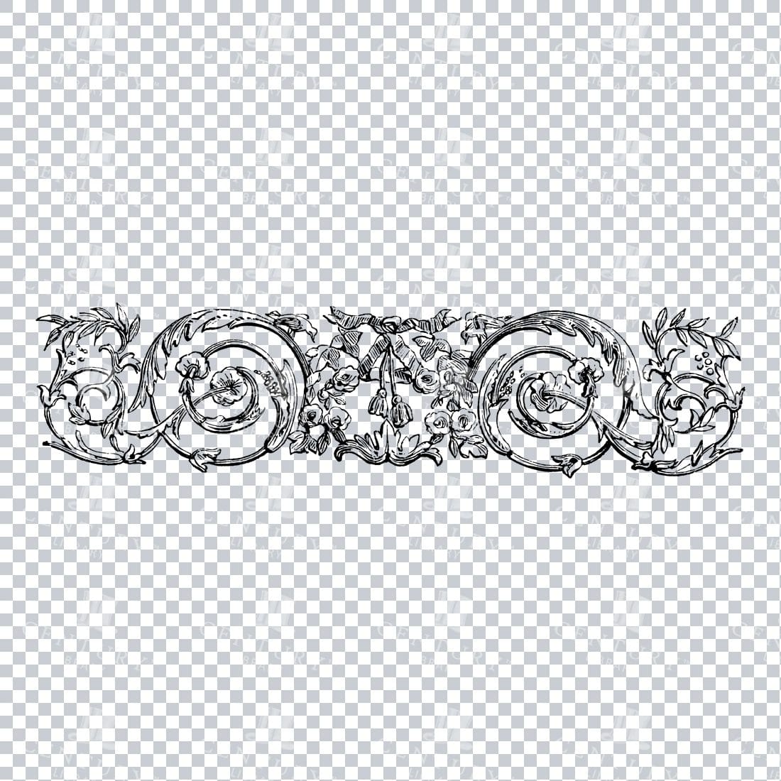 Vintage Decorative Line Art Illustration - Floral - Border - Frame - Pattern No.142