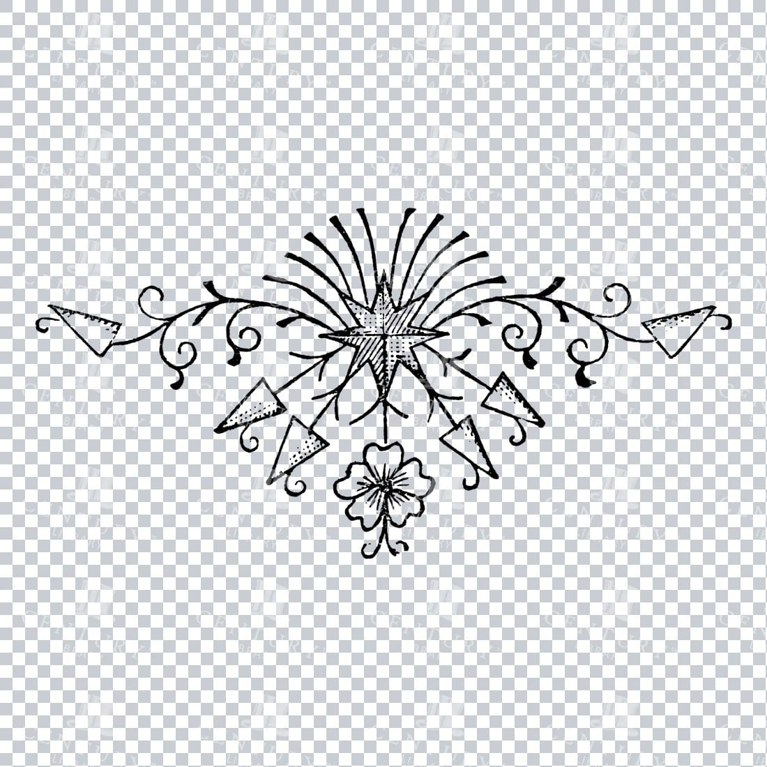 Vintage Decorative Line Art Illustration - Floral - Border - Frame - Pattern No.143