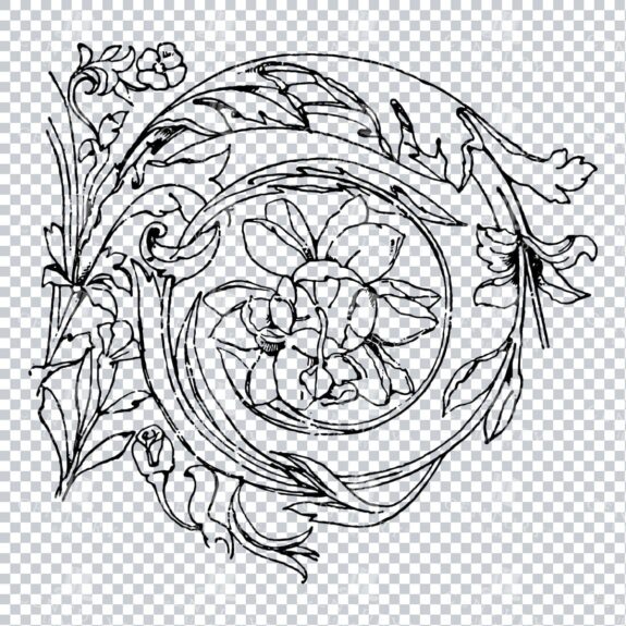 Vintage Decorative Line Art Illustration - Floral - Border - Frame - Pattern No.145