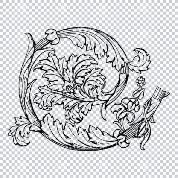 Vintage Decorative Line Art Illustration - Floral - Border - Frame - Pattern No.146