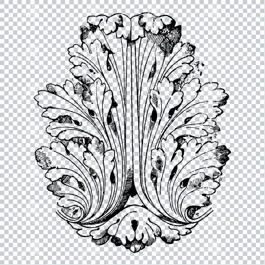 Vintage Decorative Line Art Illustration - Floral - Border - Frame - Pattern No.147