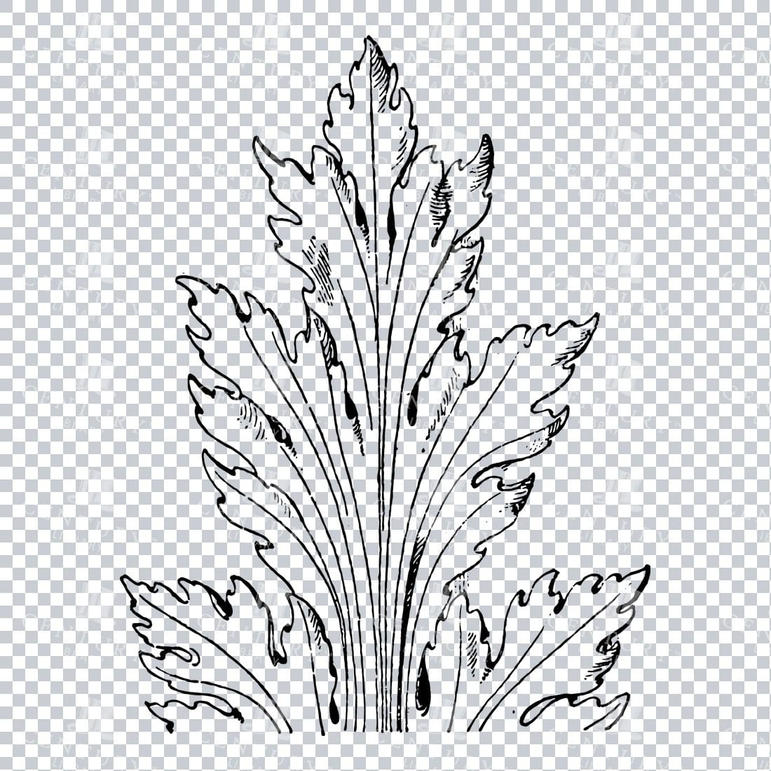 Vintage Decorative Line Art Illustration - Floral - Border - Frame - Pattern No.148