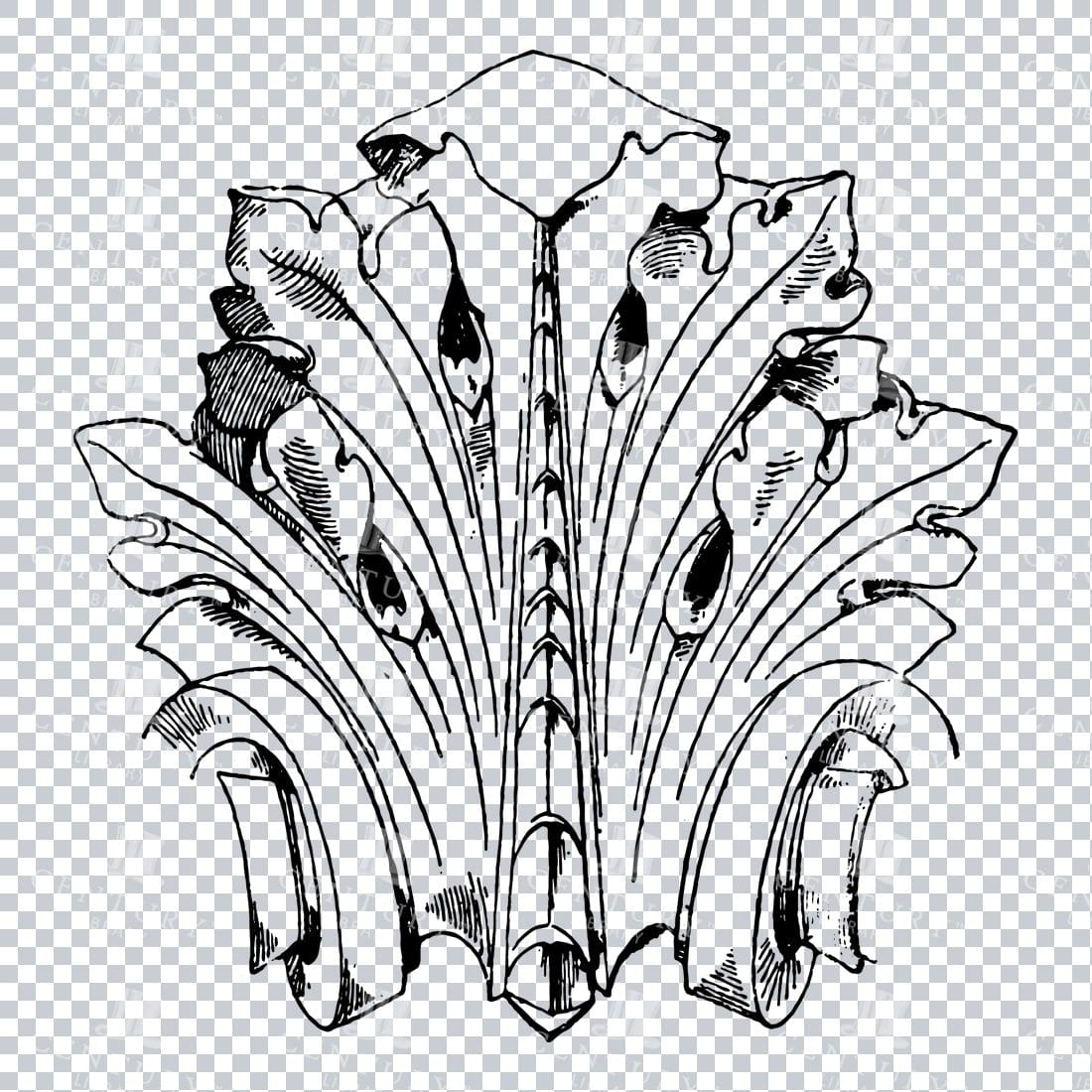 Vintage Decorative Line Art Illustration - Floral - Border - Frame - Pattern No.150