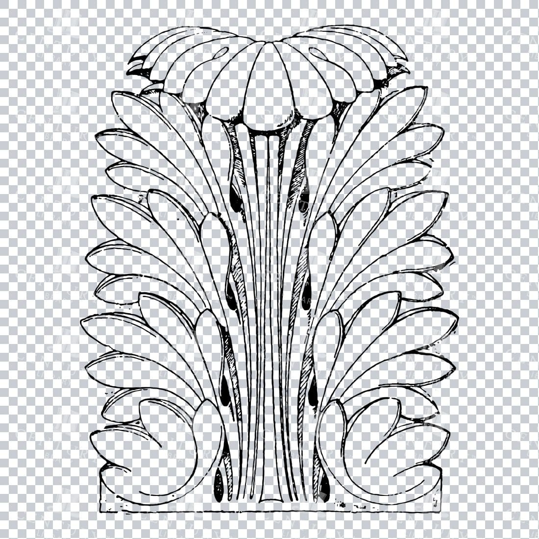 Vintage Decorative Line Art Illustration - Floral - Border - Frame - Pattern No.155