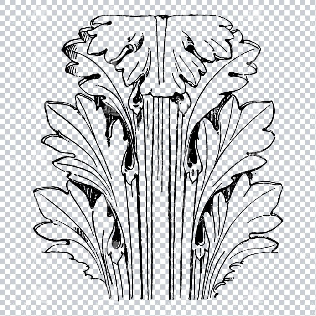 Vintage Decorative Line Art Illustration - Floral - Border - Frame - Pattern No.156
