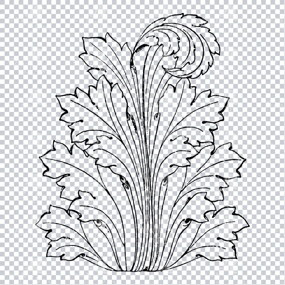 Vintage Decorative Line Art Illustration - Floral - Border - Frame - Pattern No.157