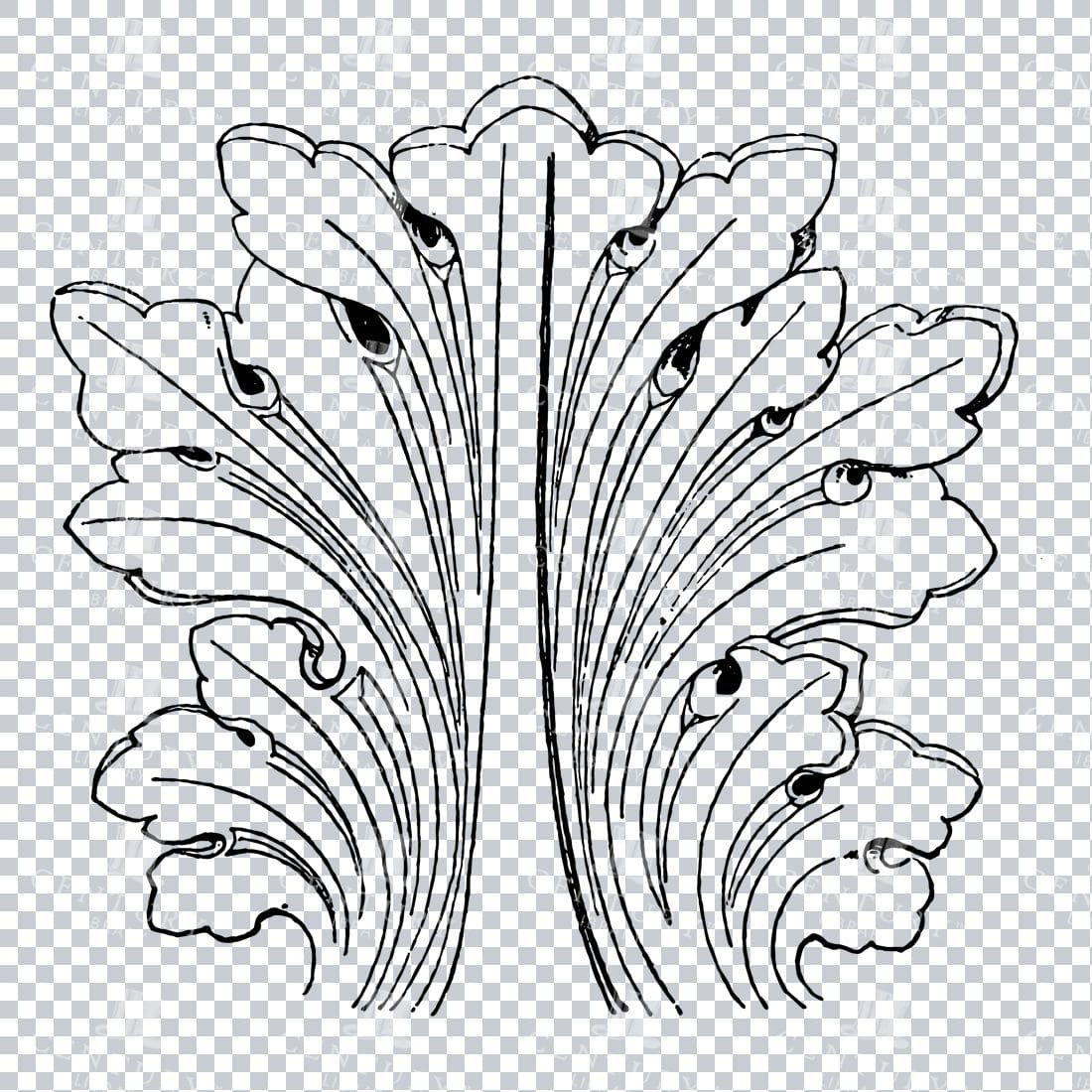 Vintage Decorative Line Art Illustration - Floral - Border - Frame - Pattern No.158