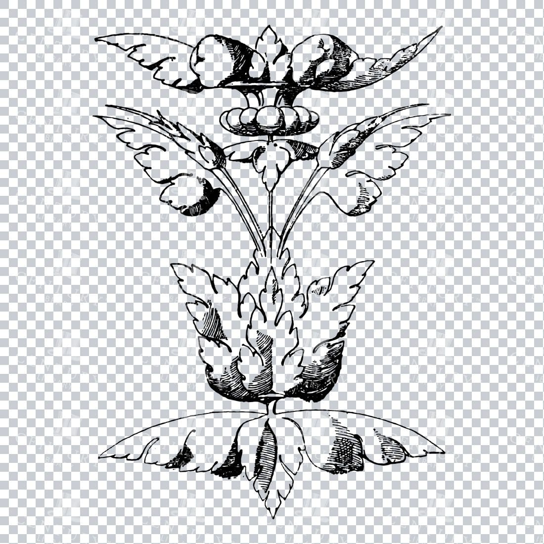 Vintage Decorative Line Art Illustration - Floral - Border - Frame - Pattern No.161