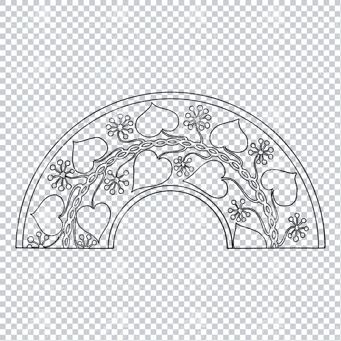 Vintage Decorative Line Art Illustration - Floral - Border - Frame - Pattern No.169