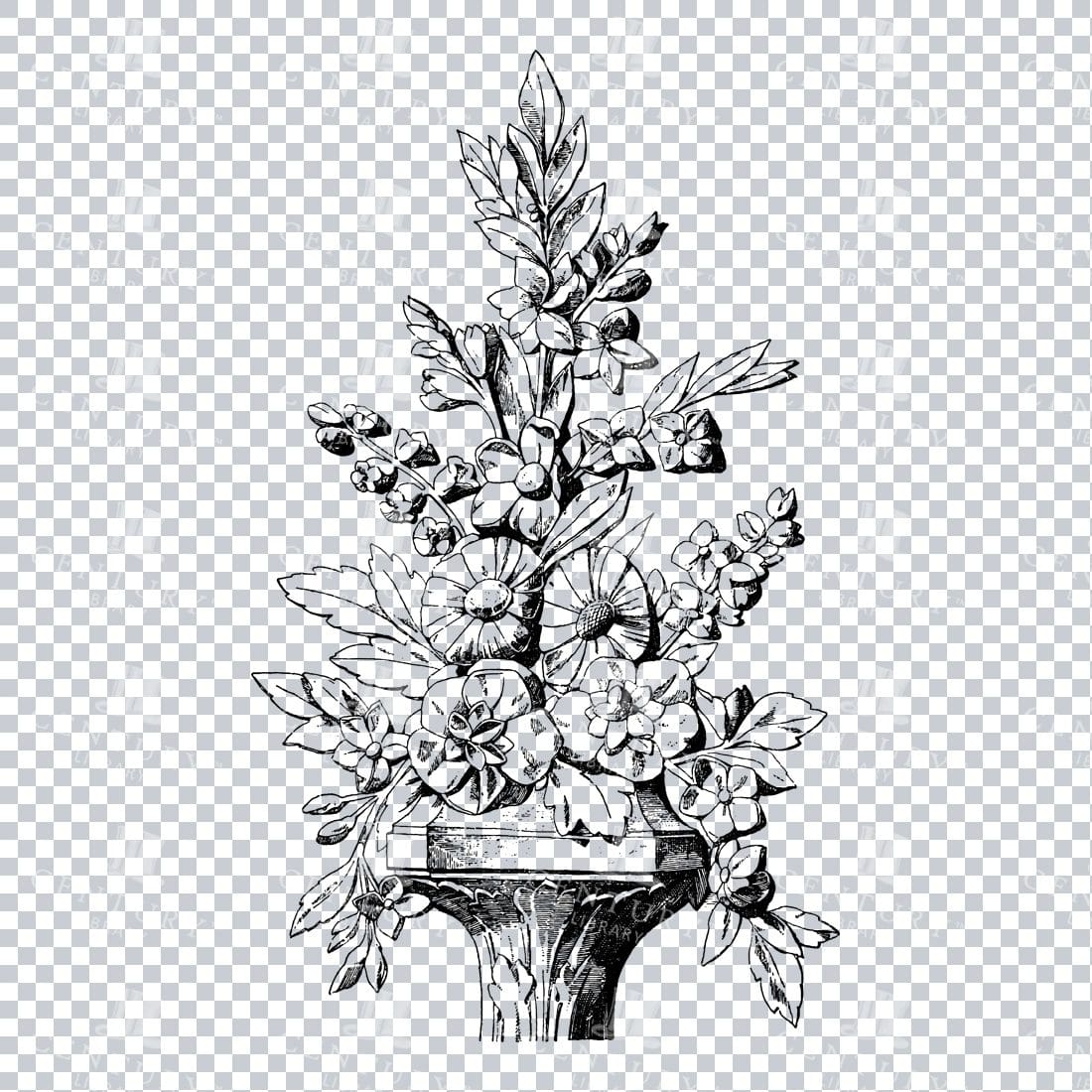 Vintage Decorative Line Art Illustration - Floral - Border - Frame - Pattern No.182