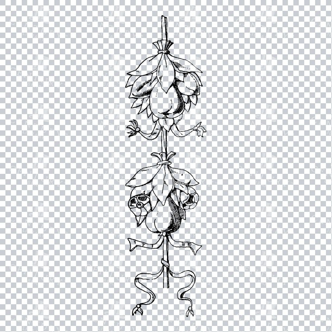 Vintage Decorative Line Art Illustration - Floral - Border - Frame - Pattern No.183