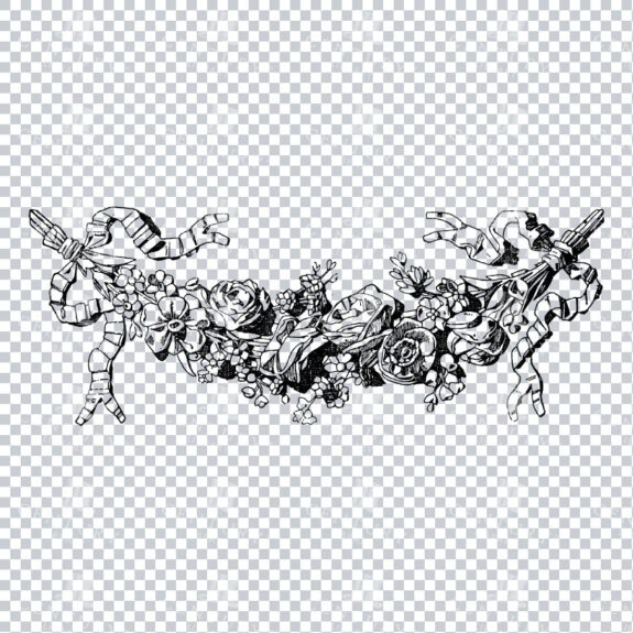 Vintage Decorative Line Art Illustration - Floral - Border - Frame - Pattern No.185