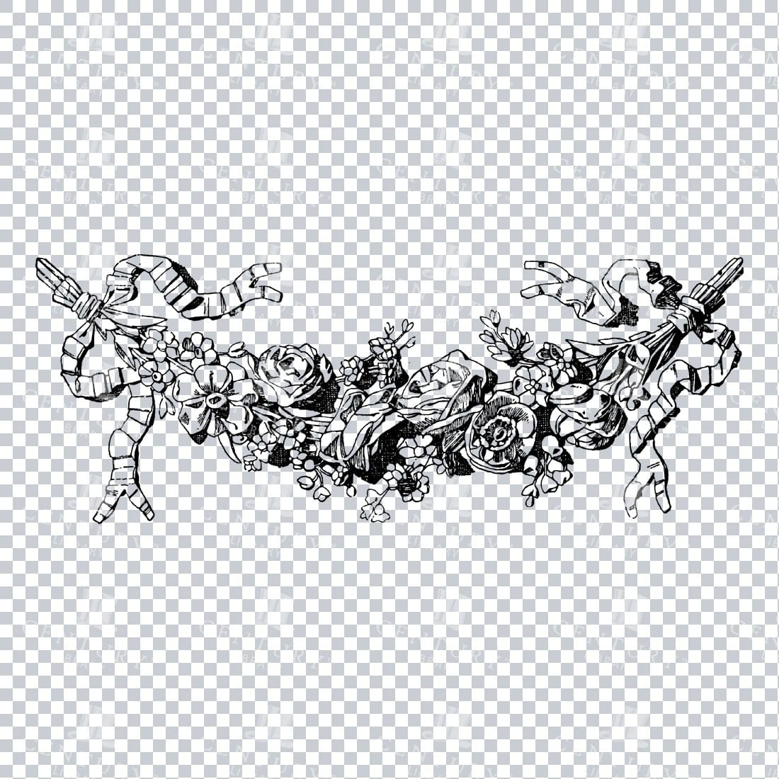 Vintage Decorative Line Art Illustration - Floral - Border - Frame - Pattern No.185