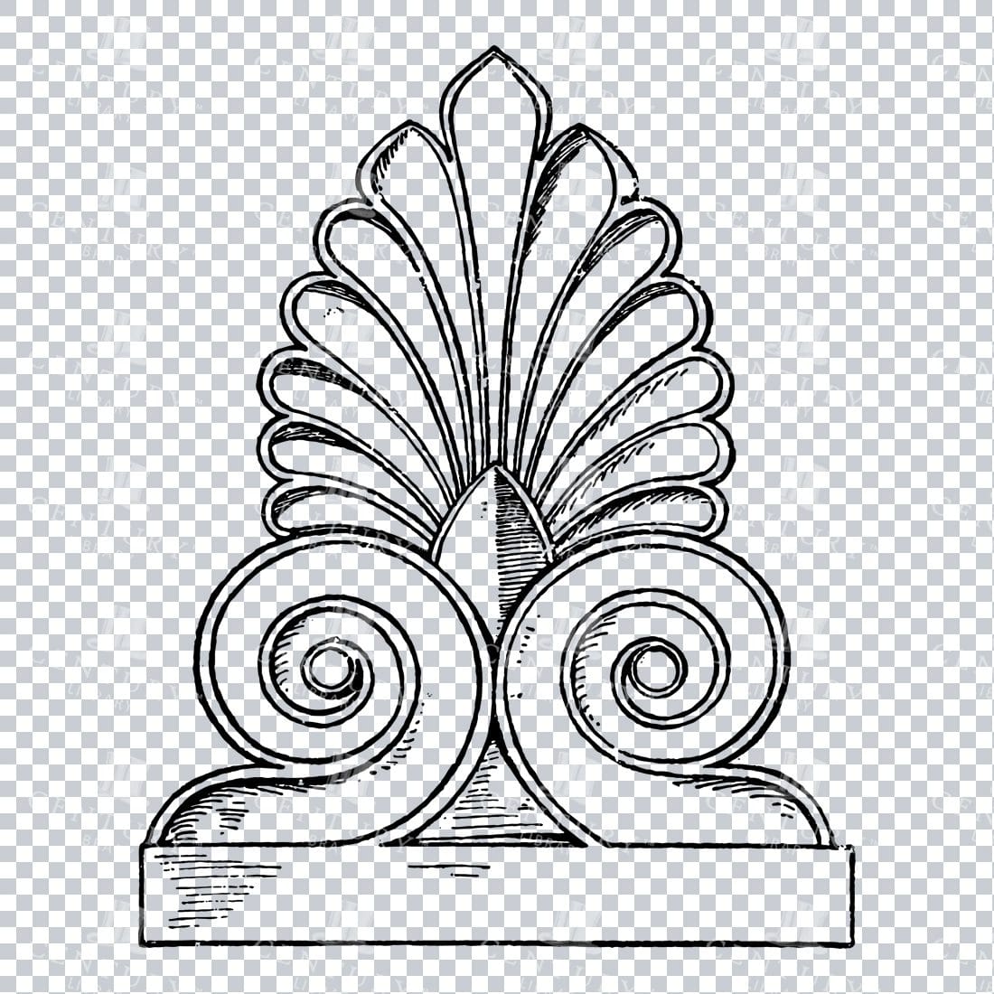 Vintage Decorative Line Art Illustration - Floral - Border - Frame - Pattern No.188