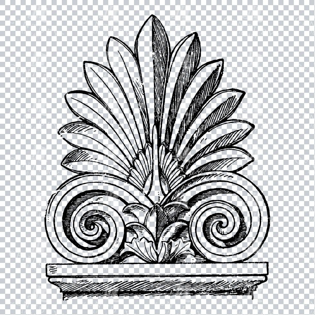 Vintage Decorative Line Art Illustration - Floral - Border - Frame - Pattern No.189