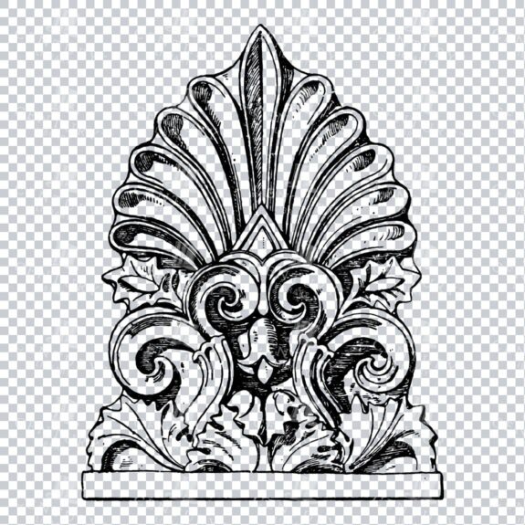 Vintage Decorative Line Art Illustration - Floral - Border - Frame - Pattern No.190