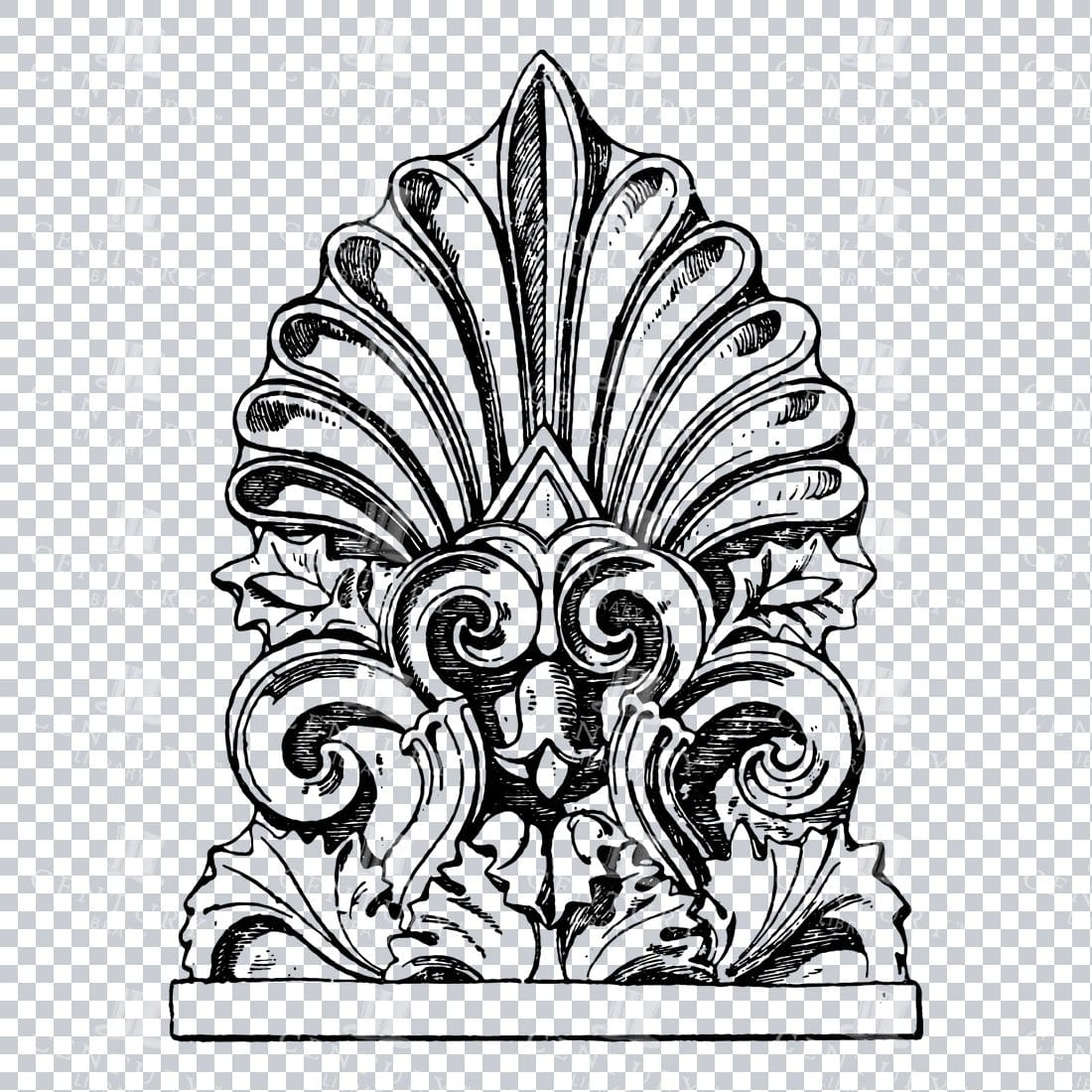 Vintage Decorative Line Art Illustration - Floral - Border - Frame - Pattern No.190
