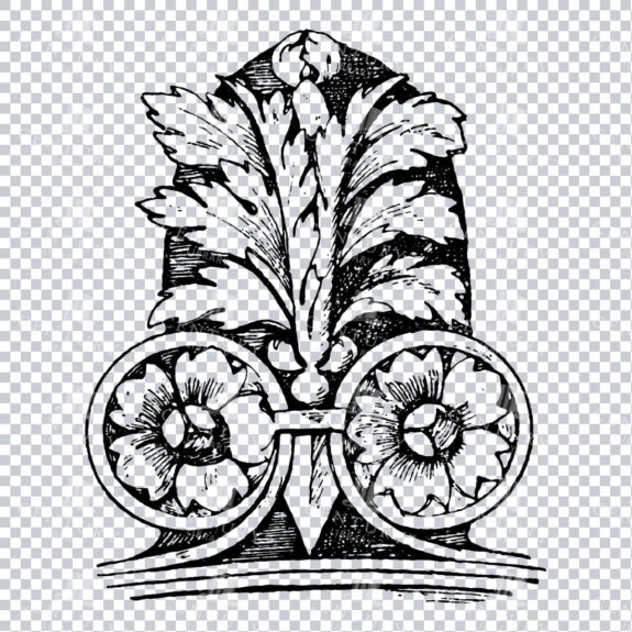 Vintage Decorative Line Art Illustration - Floral - Border - Frame - Pattern No.191