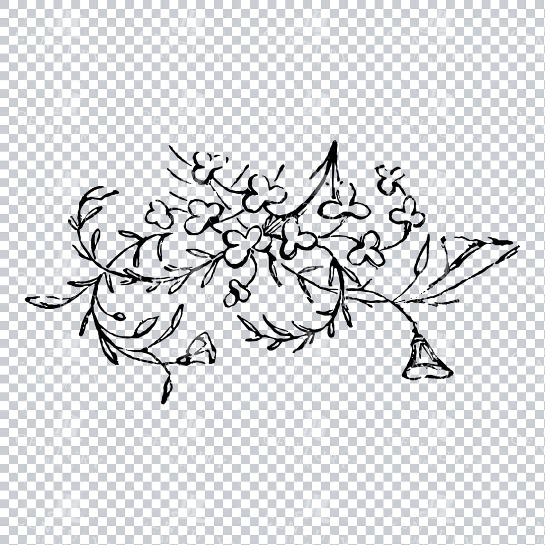 Vintage Decorative Line Art Illustration - Floral - Border - Frame - Pattern No.202