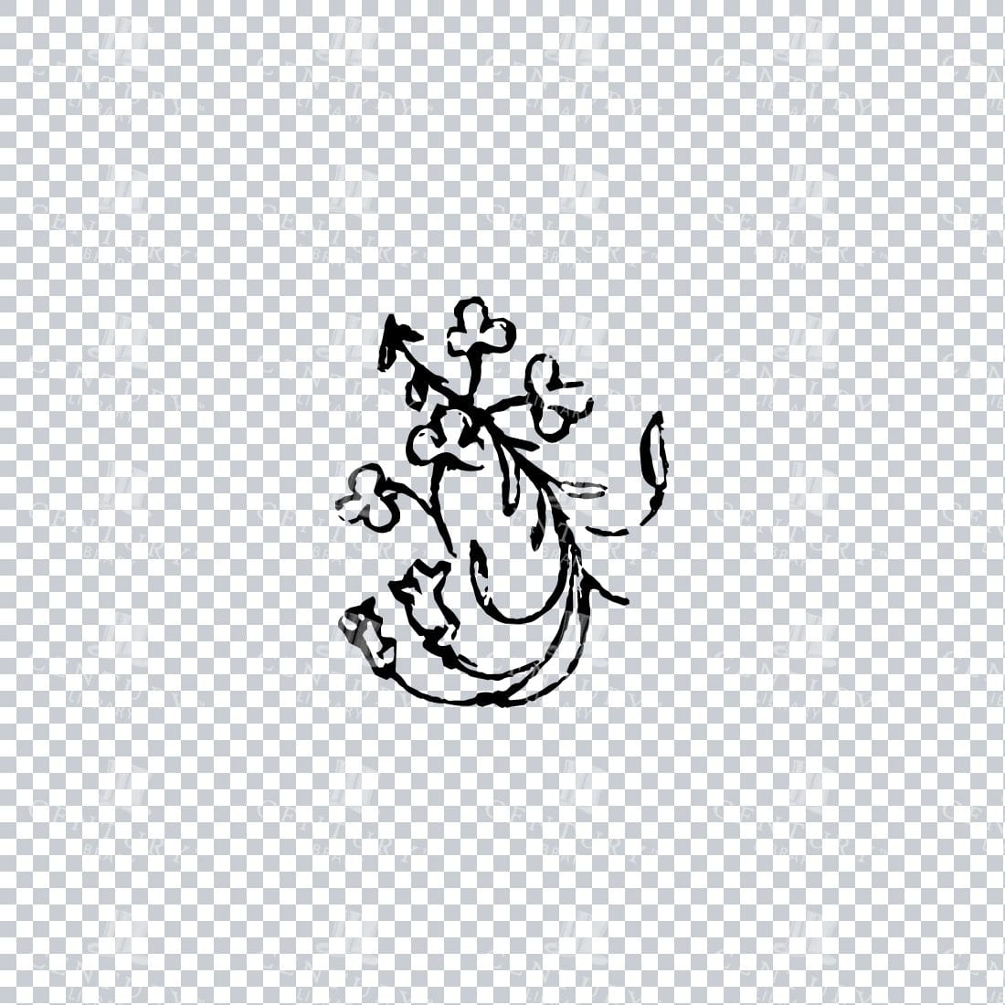 Vintage Decorative Line Art Illustration - Floral - Border - Frame - Pattern No.208
