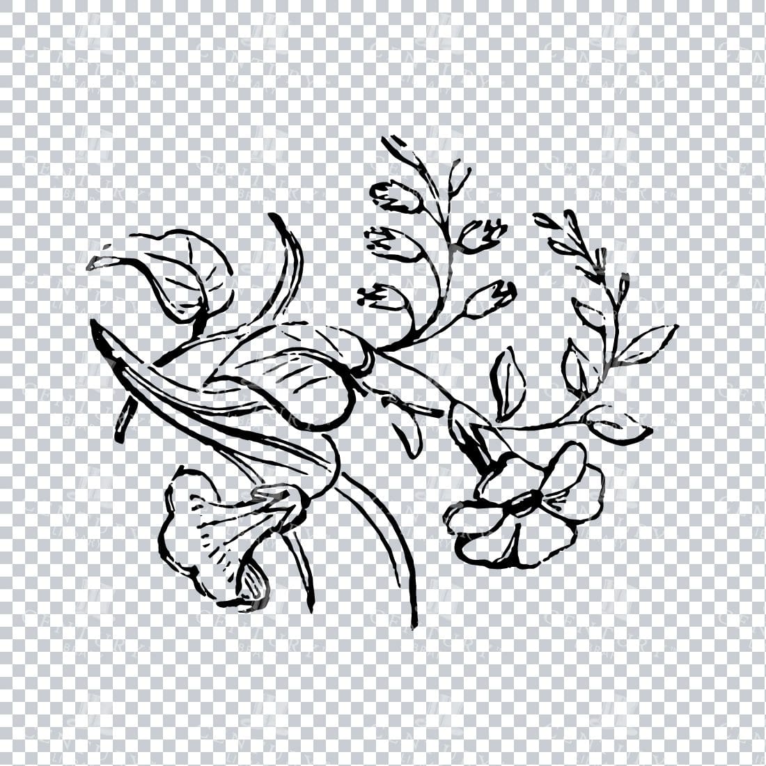 Vintage Decorative Line Art Illustration - Floral - Border - Frame - Pattern No.214