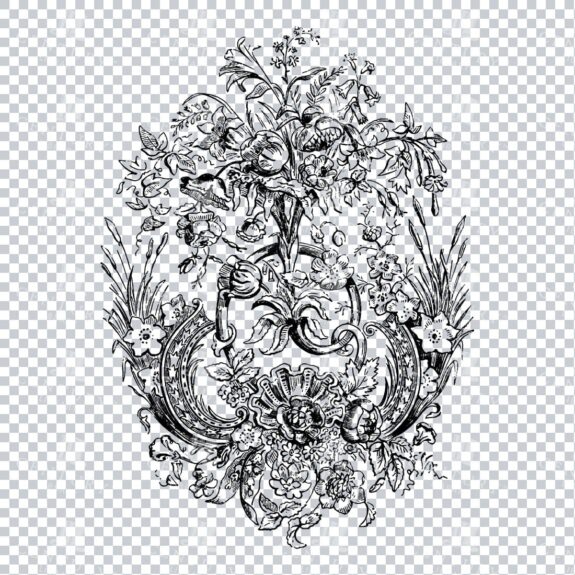 Vintage Decorative Line Art Illustration - Floral - Border - Frame - Pattern No.217