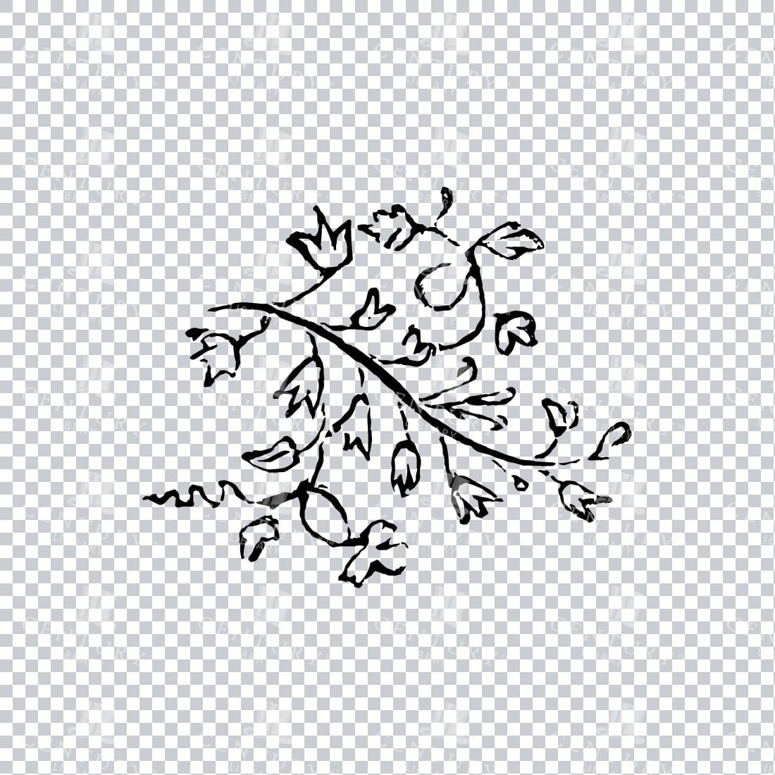 Vintage Decorative Line Art Illustration - Floral - Border - Frame - Pattern No.221