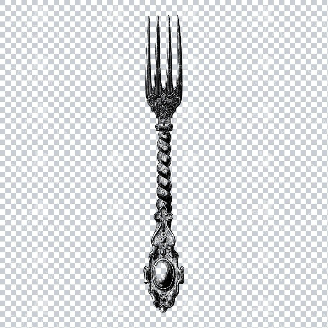 Antique Decorative Fork Illustration