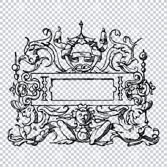 Vintage Decorative Line Art Illustration - Floral - Border - Frame - Pattern No.230