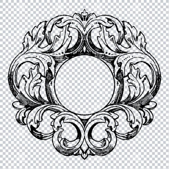 Vintage Decorative Line Art Illustration - Floral - Border - Frame - Pattern No.232