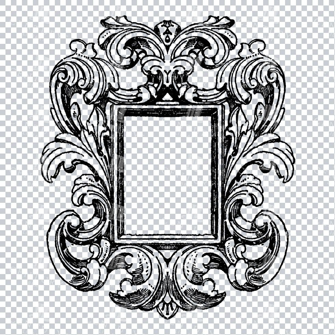 Vintage Decorative Line Art Illustration - Floral - Border - Frame - Pattern No.234
